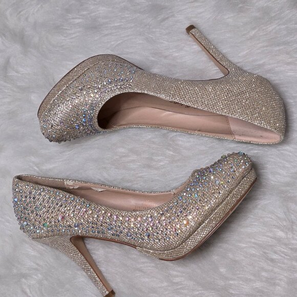 De Blossom Collection Robin-111 Classic Rhinestone Sparkle Pumps Shoes, 8.5 - Picture 2 of 8